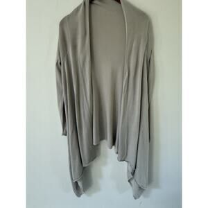 Cortland Park Womens Sweater Taupe Silk Cashmere Shawl Collar Open Front